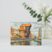 パステルスケッチのダのダンツィヒ歴史的なクレーンゲート シーズンポストカード (スタンド正面)