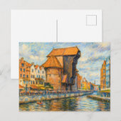 パステルスケッチのダのダンツィヒ歴史的なクレーンゲート シーズンポストカード (正面/裏面)