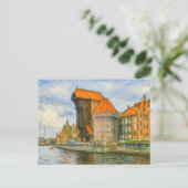 パステルスケッチのダのダンツィヒ歴史的なクレーンゲート シーズンポストカード (スタンド正面)