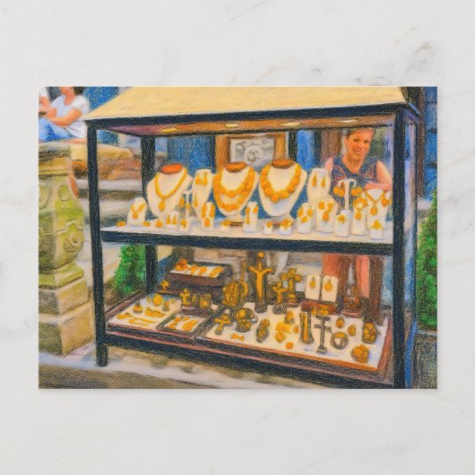 パステルスケッチのダンジヒアンバー通りとショップ シーズンポストカード (正面)