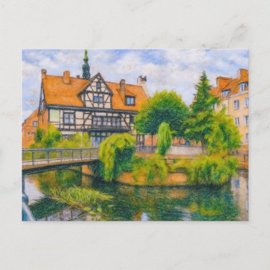 パステルスケッチのダンツィヒの古いミルオンラドゥニア缶 シーズンポストカード (正面)