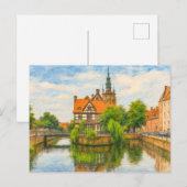 パステルスケッチのダンツィヒの古いミルオンラドゥニア缶 シーズンポストカード (正面/裏面)