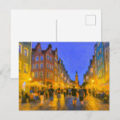 パステルスケッチのダンツィヒ市のゲートビューネプチューン シーズンポストカード (正面/裏面)