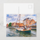 パステルスケッチの帆船のモンラワでダンツィヒの丘 シーズンポストカード (正面/裏面)