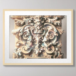 パステルスケッチの建築華美石彫り ポスター