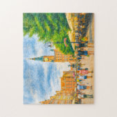 パステルスケッチの教会とダンツィヒのロングマーケット ジグソーパズル (縦)