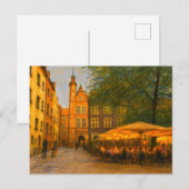 パステルスケッチの近くのダンツィヒ旧市街のレストラン シーズンポストカード (正面/裏面)