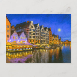 パステルスケッチのDanzig's Motlawawaterfront at n シーズンポストカード