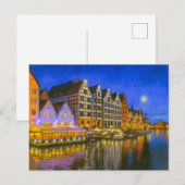 パステルスケッチのDanzig's Motlawawaterfront at n シーズンポストカード (正面/裏面)