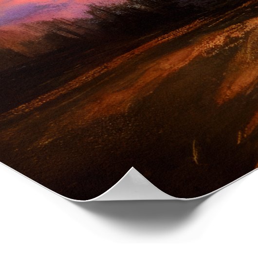 パステルスケッチイースタンスタイル建物ファンタジースカイ ポスター (角)