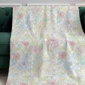 パステルスケッチウォーターカラーフローラル フリースブランケット