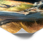 パステルスケッチオブグリズリーベアーイン自然 ポスター (角)