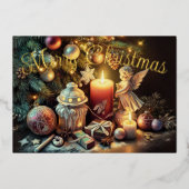 パステルスケッチクリスマスホリデーエンジェル 箔シーズンカード (正面)