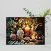 パステルスケッチクリスマスホリデーエンジェル 箔シーズンカード (立ち正面)