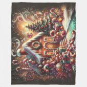 パステルスケッチクリスマスホリデージンジャーブレッドハウス フリースブランケット (正面)