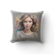 パステルスケッチグレー装飾用クッション