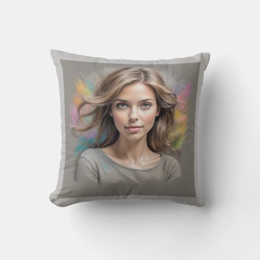 パステルスケッチグレー装飾用クッション クッション (正面)