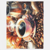 パステルスケッチコーヒーカップビーンズペストリー フリースブランケット (正面)