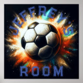 パステルスケッチサッカーボールバーストのパーソナライズ ポスター (正面)