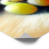 パステルスケッチバンチオブグリーングレープススティルライフ ポスター (角)