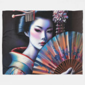 パステルスケッチビューティ日本のーウーマンファン フリースブランケット (正面(横))