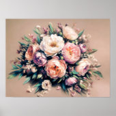 パステルスケッチピオニーブーケピンク ポスター (正面)