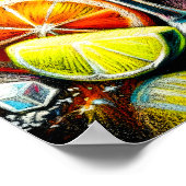 パステルスケッチピンクカクテルシトラススライス ポスター (角)