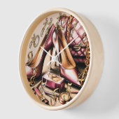 パステルスケッチピンクヒール財布化粧品 壁時計 (傾斜)