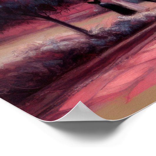 パステルスケッチピンクファンタジーマンションドリームハウス ポスター (角)