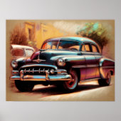 パステルスケッチヴィンテージカー1950 ポスター (正面)