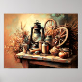 パステルスケッチヴィンテージスチルライフファームハウス ポスター (正面)