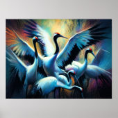 パステルスケッチ中国のの赤冠クレーン ポスター (正面)