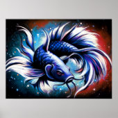 パステルスケッチ中国のブルーフィッシュ ポスター (正面)