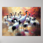 パステルスケッチ中国のレッドクラウン付きク食べ物を与えレーン ポスター (正面)