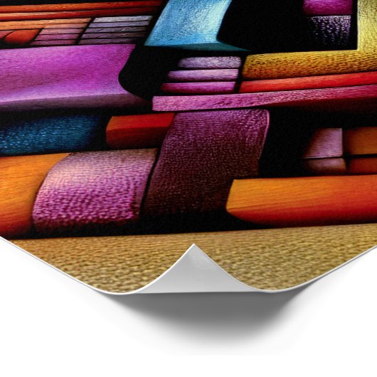 パステルスケッチ抽象芸術寸法幾何学 ポスター (角)