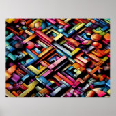 パステルスケッチ抽象芸術寸法幾何学 ポスター (正面)