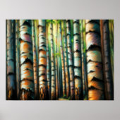 パステルスケッチ樺の木ツリーフォレストトランクス ポスター (正面)
