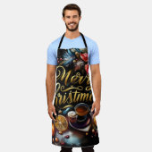 パステルスケッチ・オブ・ザ・クリスマスお洒落 エプロン (着用した状態)