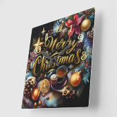 パステルスケッチ・オブ・ザ・クリスマスお洒落 スクエア壁時計 (傾斜)