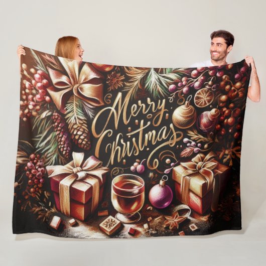 パステルスケッチ・オブ・ザ・クリスマスお洒落 フリースブランケット (インサイチュ)