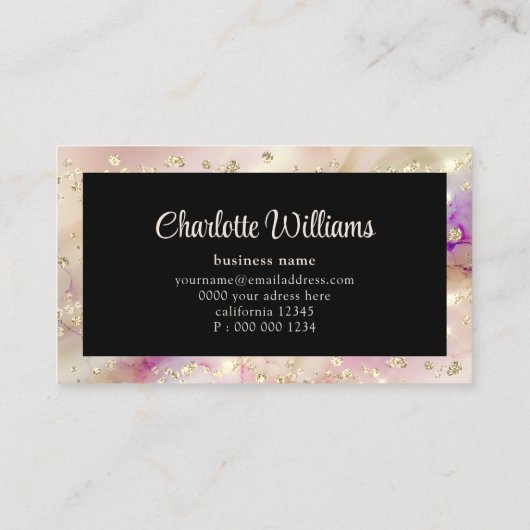 パステルスタイリッシュアルコールインクエレガントタイポグラフィ金ゴールド 名刺 (裏面)