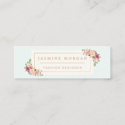 パステルスタイリッシュウォーターカラーフラワーズシガーリーック スキニー名刺 (正面)