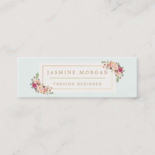 パステルスタイリッシュウォーターカラーフラワーズシガーリーック スキニー名刺 (正面)