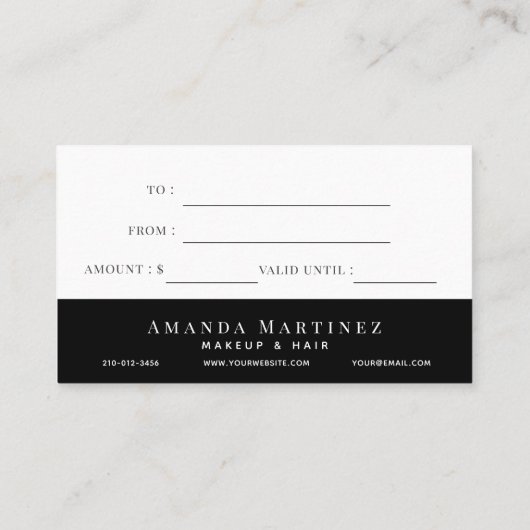 パステルスタイリッシュウォーターカラー&金ゴールドギフト証明書 名刺 (裏面)