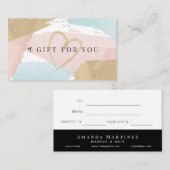 パステルスタイリッシュウォーターカラー&金ゴールドギフト証明書 名刺 (正面/裏面)