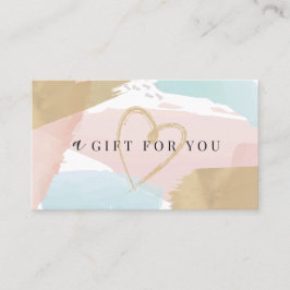 パステルスタイリッシュウォーターカラー&金ゴールドギフト証明書 名刺