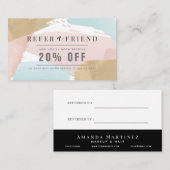 パステルスタイリッシュウォーターカラー&金ゴールドサロン紹介 名刺 (正面/裏面)