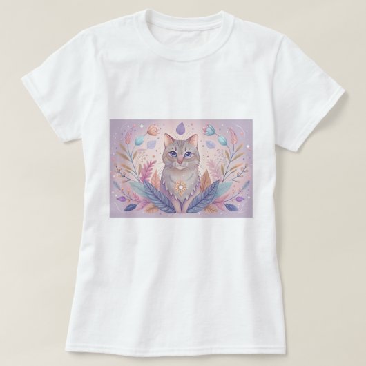 パステルスタイリッシュカラーのかわいい子猫のTシャツ Tシャツ (デザイン正面)