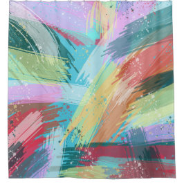 パステルスタイリッシュカラーズ抽象芸術アート シャワーカーテン