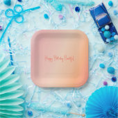 パステルスタイリッシュピンクアンドピーチスクエア ペーパープレート (パーティー)